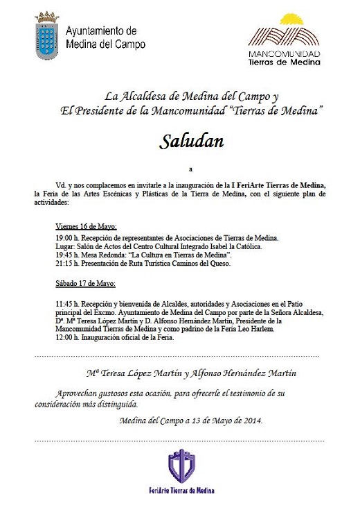 Saluda FeriArte Tierras de Medina